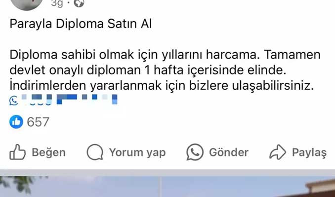 Sosyal medyada sahte lisans diploması 25 bin TL